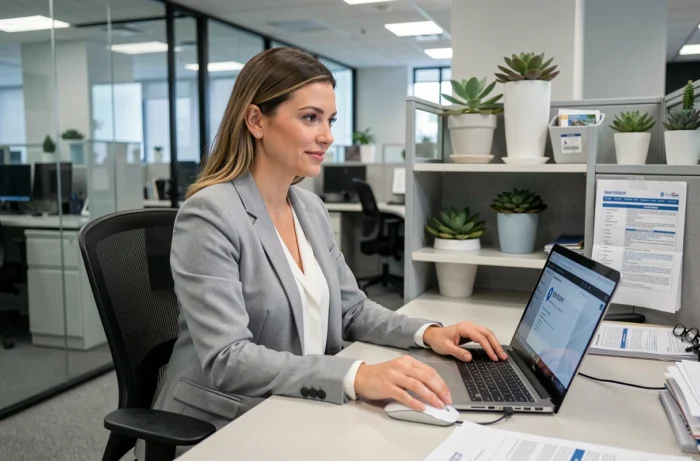 Employée administrative accédant à distance à la messagerie Zimbra du CHU de Reims via un VPN sécurisé