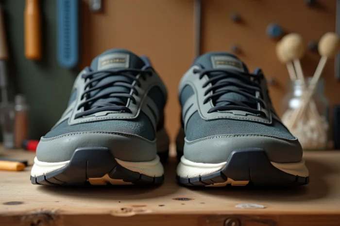 Réparation de la semelle décollée d'une chaussure Skechers avec de la colle spéciale