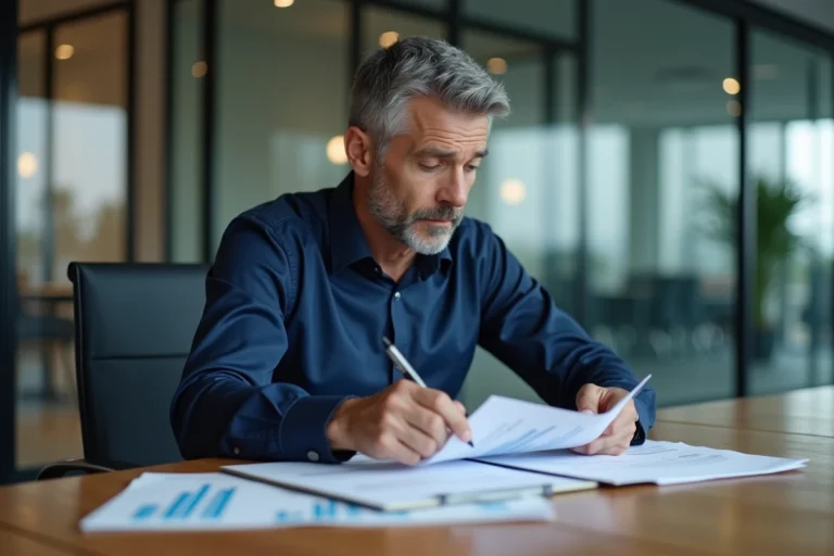 Représentant du CSE Altran analysant les documents budgétaires 2024 lors d'une réunion d'entreprise